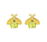 LCDIUDIU Silver Earrings for Women 925 Sterling Silver Studs, Gold Cute Firefly With Cut Zirconia Hypoallergenic Earrings Birthstone Gem Luxury Jewelry Gift for Women Girls Olive Green