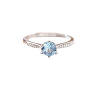 LCDIUDIU Silver Rings for Women 925,Brilliant Cut Natural Gemstone Genuine Sky Blue Topaz Ruby Ring for Women Silver Cz Band Statement Eternity Thumb Band with Her Gift Natural Topaz