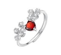 LCDIUDIU Silver Rings for Women 925,Heart Shaped Natural Topaz Amethyst Ruby Solitaire Engagement Ring for Women Cz Star Planet Band Adjustable Anniversary Wedding Promise Band Ruby