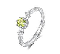 LCDIUDIU Silver Rings for Women 925,Round Cut Natural Topaz Amethyst Citrine Ruby Solitaire Engagement Ring for Women Cubic Zirconia Inifinity Band Stackable Halo Wedding Band Peridot