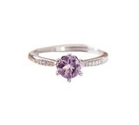 LCDIUDIU Silver Rings for Women,Brilliant Cut Natural Gemstone Genuine Sky Blue Topaz Ruby Ring for Women Silver Cz Band Statement Eternity Thumb Band with Her Gift Natural Amethyst
