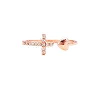 LCDIUDIU Silver Rings for Women,Heart Of Jesus Cross Ring for Women Girls Cubic Zirconia Band Open Adjustable Statement Band Amulet Jewelry God'S Love for Teens Gifts Rose Gold Plated