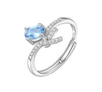 LCDIUDIU Silver Rings for Women,Oval Cut Natural Gemstone Genuine Sky Blue Topaz/Ruby Ring for Women Silver Celtic Knot Band Wedding Promise Eternity Band for Her Gift Topaz