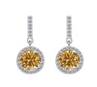 LCDIUDIU Sterling Silver 925 Big Stud Dangle Earrings, Bar Zircon Dangling Purple Round Cut Gemstone Hypoallergenic Studs Birthstone Earring Jewelry Gift for Women Wife Mom Champagne