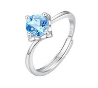LCDIUDIU Sterling Silver Adjustable Rings for Women 925,5Mm/6Mm Brilliant Cut Solitaire Gemstone Engagement Rings for Women Silver Infinity Band Adjustable Anniversary Promise Wedding Band Topaz 6M