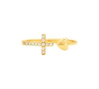 LCDIUDIU Sterling Silver Adjustable Rings for Women 925,Heart Of Jesus Cross Ring for Women Girls Cubic Zirconia Band Open Adjustable Statement Band Amulet Jewelry God'S Love for Teens Gifts 14K Gol