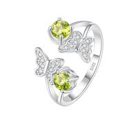 LCDIUDIU Sterling Silver Adjustable Rings for Women 925,Natural Topaz Citrine Ruby Cubic Zirconia Butterfly Ring for Women Girls Birthstone Infinity Wrap Open Band Eternity Wedding Promise Band with