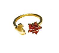 LCDIUDIU Sterling Silver Rings for Women,Iraq Map Ring for Women Men 14K Gold Plated Natural Gemstone Garnet Band Ethnic Geography Country Map Open Finger Band Jewellery Gift With Box