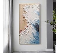 LCDIUDIU Unframed Canvas Oil Paintings Large Abstract Ocean Wave Canvas Wall Art Thick Textured Modern Beach Seascape Artwork Wall Decor for Living Room Bedroom Office 80X160Cm(31.5X63Inch)