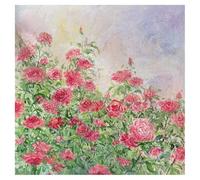 LCDIUDIU Wall Abstract Hand Oil Painting, Modern Red Rose Flower Bushes Large On Canvas Texture Artwork Unframed Wall Art for Living Room Bedroom Office Home Decor 100X100Cm(40X40Inch)