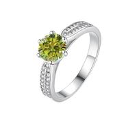 LCDIUDIU Womens 925 Sterling Silver Open Adjustable Ring, Double Zircon 1Ct Cut Round Moissanite Rings Finger Circlet Thumb Band Gemstone Jewelry Gift for Wife Girlfriend Mom Olive Green