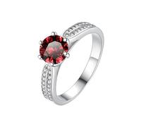 LCDIUDIU Womens 925 Sterling Silver Open Adjustable Ring, Double Zircon 1Ct Cut Round Moissanite Rings Finger Circlet Thumb Band Gemstone Jewelry Gift for Wife Girlfriend Mom Red