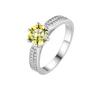 LCDIUDIU Womens 925 Sterling Silver Open Adjustable Ring, Double Zircon 1Ct Cut Round Moissanite Rings Finger Circlet Thumb Band Gemstone Jewelry Gift for Wife Girlfriend Mom Yellow