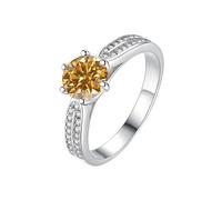LCDIUDIU Womens 925 Sterling Silver Open Adjustable Ring, Double Zircon 1Ct Cut Round Moissanite Rings Finger Circlet Thumb Band Gemstone Jewelry Gift for Wife Girlfriend Mom Champagne