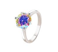 LCDIUDIU Womens 925 Sterling Silver Simple Open Adjustable Rings, 1Ct Cut Moissanite Solitaire Promise Rings Finger Circlet Thumb Band Gemstone Jewelry Gift for Wedding Color