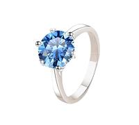 LCDIUDIU Womens 925 Sterling Silver Simple Open Adjustable Rings, 1Ct Cut Moissanite Solitaire Promise Rings Finger Circlet Thumb Band Gemstone Jewelry Gift for Wedding Blue