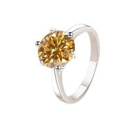 LCDIUDIU Womens 925 Sterling Silver Simple Open Adjustable Rings, 1Ct Cut Moissanite Solitaire Promise Rings Finger Circlet Thumb Band Gemstone Jewelry Gift for Wedding Champagne