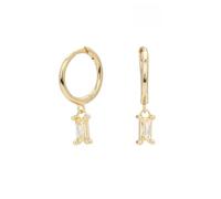 LCDIUDIU Womens 925 Sterling Silver Sleeper Hinged Small Hoop Earrings, Hypoallergenic 18K Gold Plated Square Zircon Drop Dangle Charm Earring Elegant Cartilage Jewelry Gift Gold Yellow Zircon