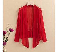 LCDIUDIU Womens Cardigan,Women'S Chiffon Bolero Cardigan Elegant Plain Long Sleeve Shrug Jacket Open Front Summer Front Tie Sheer Cardigan Sexy V-Neck Dresses Cover-Up For Festival Party,Red,Xl