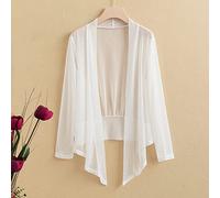 LCDIUDIU Womens Cardigan,Women'S Chiffon Bolero Cardigan Elegant Plain Long Sleeve Shrug Jacket Open Front Summer Front Tie Sheer Cardigan Sexy V-Neck Dresses Cover-Up For Festival Party,White,Xl