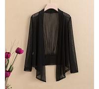 LCDIUDIU Women'S Cardigans,Women'S Chiffon Bolero Cardigan Elegant Plain Long Sleeve Shrug Jacket Open Front Summer Front Tie Sheer Cardigan Sexy V-Neck Dresses Cover-Up For Festival Party,Black,L