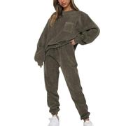 LCDIUDIU Womens Corduroy Co Ord Sets, Beige Long Sleeve Crew Neck Pullover Sweatshirt Tops And Elastic Waist Side Pockets Jogging Pants 2 Piece Outfits Fall Winter Lounge Wear Sets Army Green S