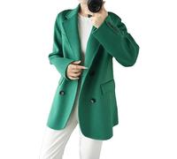 LCDIUDIU Womens Double Breasted Wool Wedding Blazer Jacket, Black Long Sleeves Notched Lapels Cashmere Cardigan Coat Fall Winter Warm Work Office Elegant Suit Overcoat Green Xs
