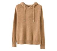 LCDIUDIU Womens Knitted Hoodies, Camel Hood Drawstring Raglan Sleeves Cable Knit Pullover Sweater Sweatshirt Spring Autumn Casual Fitted Basic Jumpers Cropped Tops Camel M
