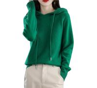 LCDIUDIU Womens Knitted Hoodies, Camel Hood Drawstring Raglan Sleeves Cable Knit Pullover Sweater Sweatshirt Spring Autumn Casual Fitted Basic Jumpers Cropped Tops Green M