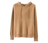 LCDIUDIU Womens Knitted Hoodies, Camel Hood Drawstring Raglan Sleeves Cable Knit Pullover Sweater Sweatshirt Spring Autumn Casual Fitted Basic Jumpers Cropped Tops Camel L