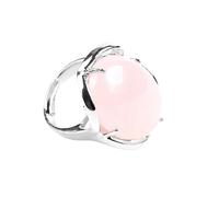LCDIUDIU Womens Natural Stone Rings, Silver Setting Oval Reiki Malachite Energy Gem Open Adjustable Finger Circlet Thumb Band Jewelry Gift for Her Girlfriend Wife Mom Rose Quartz