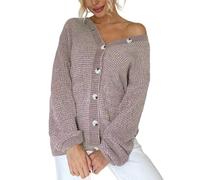 LCDIUDIU Women'S V Neck Cardigans,Long Sleeve Chenille Cardigans Sweater Coat Open Front Buttons Ladies Knitted Cardigans Autumn Winter Soft Warm Knitting Jacket Jumpers Tops,Purple,One Size Fit S,L