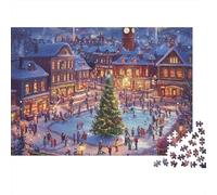 Lce SkIating Rink 1000 Pieces Puzzle Winter Holiday Fun Relaxing Challenging Recycled Cardboard for Adults & Kids 38x26cm/1000pcs