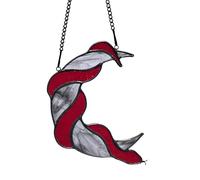 Lcensp Stained Glass Red Snake on Moon Decor Window Hangings Ornament, Gothic Snake Suncatcher Halloween Decorations, Handmade Stained Glass Gifts Sun Catchers Indoor Window Home Decor.