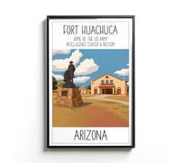 LCGifts Fort Huachuca Arizona Poster - Us Army Intelligence Center Illustration - Historical Desert Base Artwork - Vintage Military Wall Decor - Retro Patriotic Poster Design