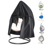 LCGOD Egg Chair Cover Waterproof 600D Oxford Fabric Hanging Egg Chair Cover with Locking Zipper,190/115CM，Anti-UV Windproof Egg Chair Covers - Black