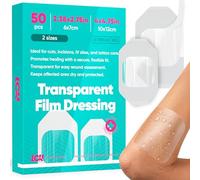 LCH 50 Pieces Transparent Film Dressings Waterproof 2 Sizes 6 x 7 cm and 10.2 x 12.1 cm I Waterproof Bandages for Swimming Second Skin Tattoo Cover Transparent Bandage Waterproof