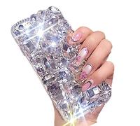 LCHDA Bling Diamond Case for Samsung Galaxy S25 FE, Glitter Clear Crystal Bright Full Diamonds Luxury Sparkle Rhinestone Bumper Women Girls Protective Phone Case Cover - White
