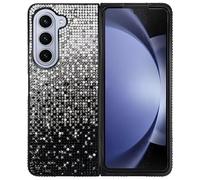 LCHDA Case for Samsung Galaxy Z Fold 6, Gradient Glitter Bling Crystal Rhinestone Sparkling Full Shiny Diamond Ultra Thin Soft TPU Rubber Bumper Hard PC Back Protective Case - Black