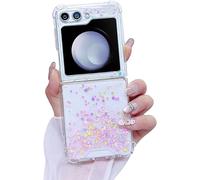 LCHDA Glitter Case for Samsung Galaxy Z Flip 7 FE Case Girls Protective Case Shiny Glitter Sequins Love Hearts Stars Sparkle Shockproof Anti-Fall Phone Case for Z Flip 7 FE Heart Colourful