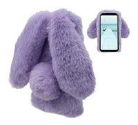 LCHDA Samsung Galaxy S9 Plus Rabbit Case,Samsung Galaxy S9 Plus Rabbit Fur Case Bunny Ear Phone Case For Girls Fuzzy Cute Warm Winter Soft Furry Fluffy Ball Fur Hair Plush Protective Cover-Purple
