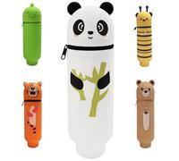 LCHENJIDG 5-Piece Soft Silicone Pencil case Standing Pencil case with high Temperature Resistance and Zipper Suitable for Teenagers' Office desks, Study Rooms