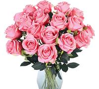 LCHJX 10 Pcs Artificial Roses with Stems Real Touch Fake Velvet Silk Rose Flowers DIY Wedding Bouquets Floral Arrangements Party Home Decor