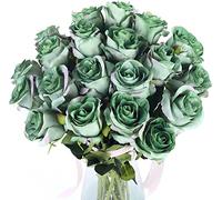 LCHJX 10 Pcs Artificial Roses with Stems Real Touch Fake Velvet Silk Rose Flowers DIY Wedding Bouquets Floral Arrangements Party Home Decor