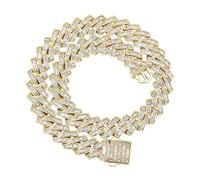 LCHJX 14K Gold Over 925 Silver Emerald Cut Micro-Inlaid Mossanite Jewelry, Hip-Hop Style Men's Cuban Link Necklace, Unrivaled Sparkle for the Bold and Brave,Fathers Day From Wife