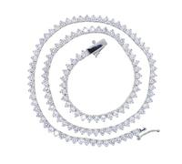 LCHJX 14K Gold Over S925 3mm Moissanite Tennis Chain Necklace, Hip-Hop Style Claw-Set Necklace - Radiate Glamour with Sparkling Moissanite Tennis Necklace Bling and Elegance, Ideal for Holidays and