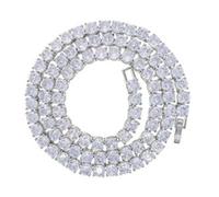 LCHJX 14K Gold Over S925 Necklace with Single-Row Hip-Hop Moissanite Tennis Chain - Simplicity Meets Elegance. The Beautiful Gift for Those Who Appreciate Classic Charm,Father's Day Gifts for Dad