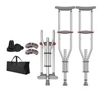 LCHJX 2 Units Aluminum Crutches, Adult Folding Lightweight Adjustable Underarm Walking Crutches with Underarm Pad and Handgrip, 97-157cm, Silver