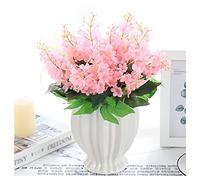 LCHJX Artificial Flowers Artificial Flower Hydrangea Small Potted Plastic Bouquet Indoor Living Room Lavender Decoration Home Office Balcony Fake Flower Decoration Fake Flowers