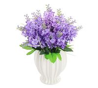LCHJX Artificial Flowers Artificial Flower Hydrangea Small Potted Plastic Bouquet Indoor Living Room Lavender Decoration Home Office Balcony Fake Flower Decoration Fake Flowers